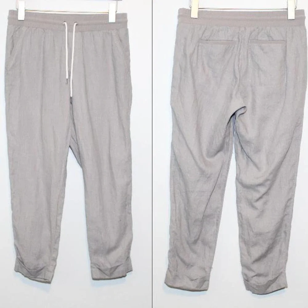 Athleta Bali Linen Ankle Pants Gray Lightweight Stretch Women's Size 8 H14016 - Picture 8 of 9